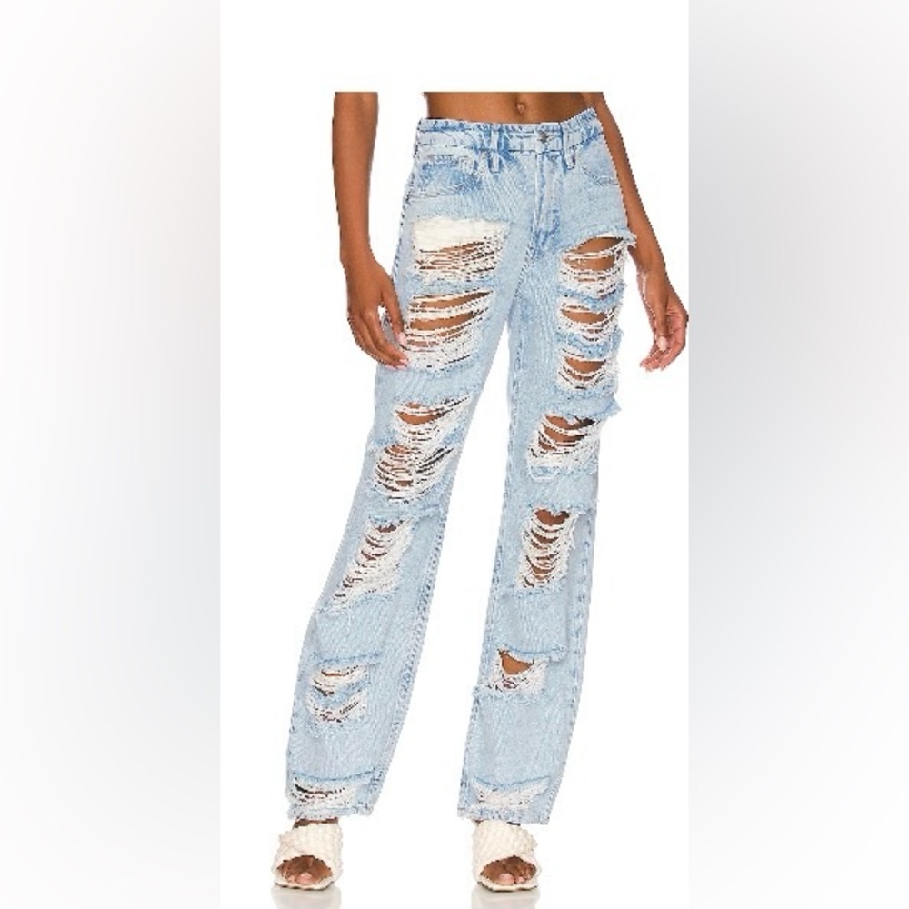 Good American Light Blue Distressed Jeans
